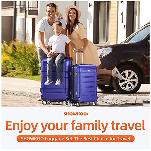 SHOWKOO 4 Piece Expandable Luggage Set with TSA Lock - Royal Blue - SHOWKOO 4 Piece Expandable Luggage Set with TSA Lock - Royal Blue - Travelking