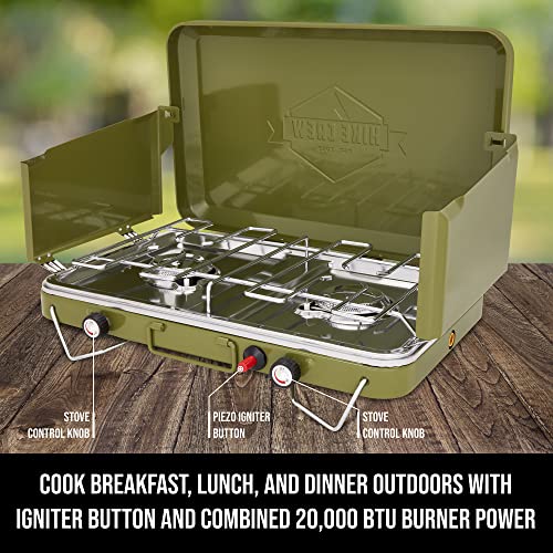 Hike Crew Gas Camping Stove | 20,000 BTU Portable Propane 2 Burner - Hike Crew Gas Camping Stove | 20,000 BTU Portable Propane 2 Burner - Travelking