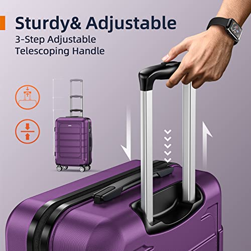 SHOWKOO 4 Piece Expandable Luggage Set with TSA Lock - Purple - SHOWKOO 4 Piece Expandable Luggage Set with TSA Lock - Purple - Travelking