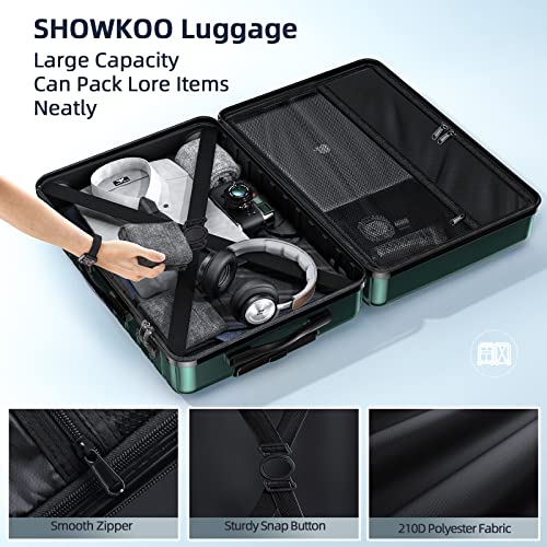 SHOWKOO Luggage Sets Expandable ABS Hardshell 3pcs Clearance-Green - SHOWKOO Luggage Sets Expandable ABS Hardshell 3pcs Clearance-Green - Travelking