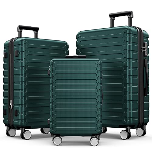 SHOWKOO Luggage Sets Expandable ABS Hardshell 3pcs Clearance-Green - SHOWKOO Luggage Sets Expandable ABS Hardshell 3pcs Clearance-Green - Travelking