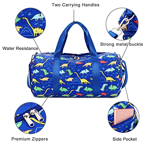 Kids Duffel Overnight Bag For Boys - Girls - Dinosaur - Dark Blue - Kids Duffel Overnight Bag For Boys - Girls - Dinosaur - Dark Blue - Travelking