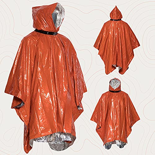 Emergency Survival Life Poncho - 2 Thermal Mylar Space Blanket - Orange - Emergency Survival Life Poncho - 2 Thermal Mylar Space Blanket - Orange - Travelking