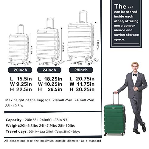 COOLIFE 3 Piece Luggage Set - Hardshell With TSA Lock - Yellow - COOLIFE 3 Piece Luggage Set - Hardshell With TSA Lock - Yellow - Travelking