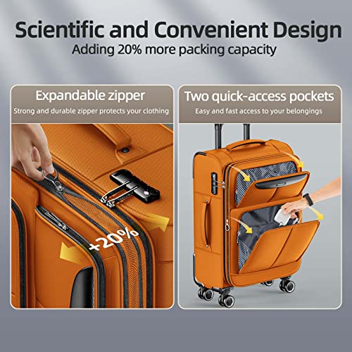 SHOWKOO Luggage Sets 3 Piece Softside Expandable Lightweight - Orange - SHOWKOO Luggage Sets 3 Piece Softside Expandable Lightweight - Orange - Travelking