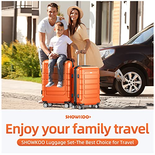 SHOWKOO 4 Piece Expandable Luggage Set With TSA Lock - Orange - SHOWKOO 4 Piece Expandable Luggage Set With TSA Lock - Orange - Travelking