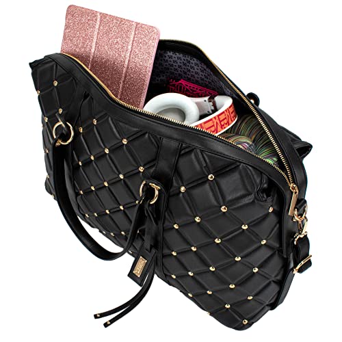 Badgley Mischka Quilted Weekender Bag, Black - Badgley Mischka Quilted Weekender Bag, Black - Travelking
