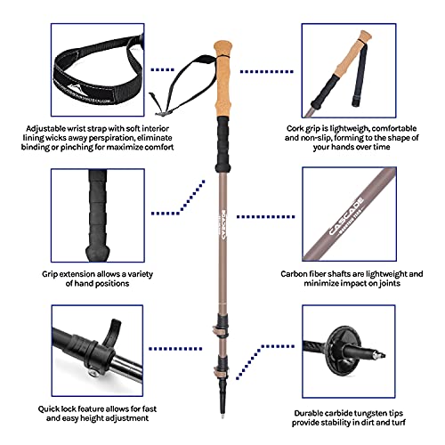 Cascade Mountain Tech Trekking Poles - 2 Piece Carbon Fiber - Cascade Mountain Tech Trekking Poles - 2 Piece Carbon Fiber - Travelking