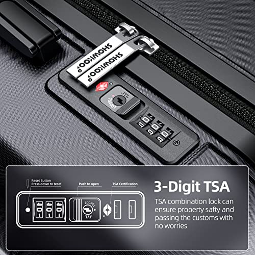 SHOWKOO Luggage Sets Expandable Suitcase Double Wheels TSA Lock (Gray) - SHOWKOO Luggage Sets Expandable Suitcase Double Wheels TSA Lock (Gray) - Travelking