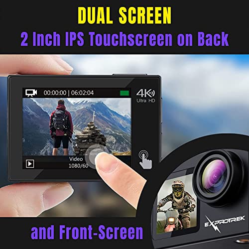 Exprotrek Action Camera 4K 60FPS with Touch Screen, EIS 170 ° - Exprotrek Action Camera 4K 60FPS with Touch Screen, EIS 170 ° - Travelking