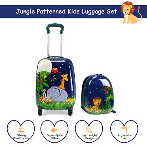 GYMAX Kids Carry On Luggage Set, 2PCS Rolling Suitcase (Giraffe) - GYMAX Kids Carry On Luggage Set, 2PCS Rolling Suitcase (Giraffe) - Travelking