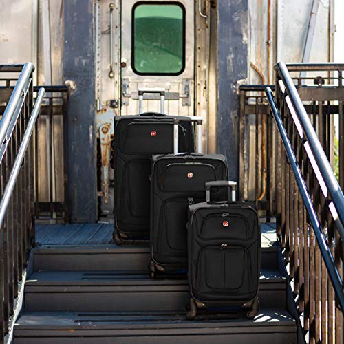 SwissGear Sion Softside Expandable Roller Luggage, Black, Checked - SwissGear Sion Softside Expandable Roller Luggage, Black, Checked - Travelking