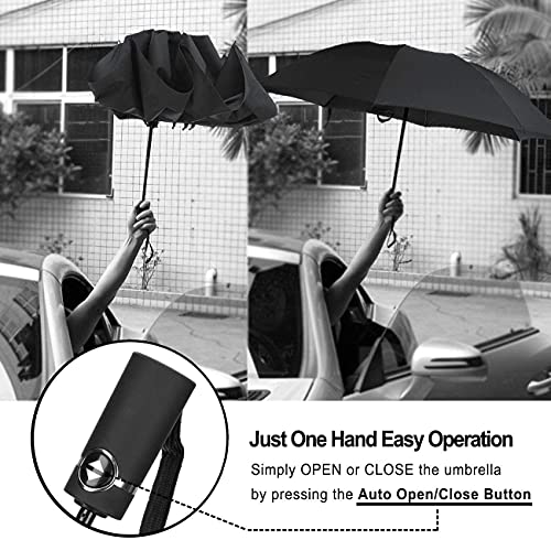 LANBRELLA Compact Reverse Folding Travel Umbrella - Black - LANBRELLA Compact Reverse Folding Travel Umbrella - Black - Travelking