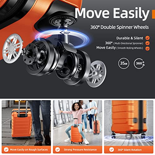 SHOWKOO 4 Piece Expandable Luggage Set With TSA Lock - Orange - SHOWKOO 4 Piece Expandable Luggage Set With TSA Lock - Orange - Travelking