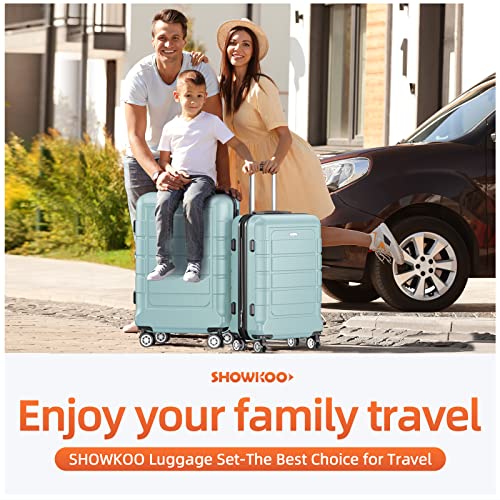 SHOWKOO Luggage Sets Expandable PC+ABS Durable Double Wheels, Mint Green­ - SHOWKOO Luggage Sets Expandable PC+ABS Durable Double Wheels, Mint Green­ - Travelking