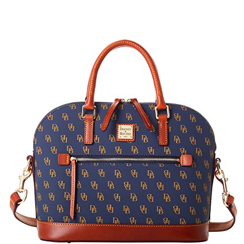 Dooney & Bourke Gretta Domed Zip Satchel - Navy, Coated Cotton, Elegant Design - Dooney & Bourke Gretta Domed Zip Satchel - Navy, Coated Cotton, Elegant Design - Travelking