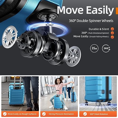 SHOWKOO Luggage Family Set - Sky Blue, Durable PC+ABS Material, Multi-Size Set - SHOWKOO Luggage Family Set - Sky Blue, Durable PC+ABS Material, Multi-Size Set - Travelking