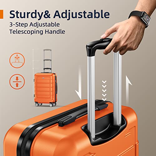 SHOWKOO 4 Piece Expandable Luggage Set With TSA Lock - Orange - SHOWKOO 4 Piece Expandable Luggage Set With TSA Lock - Orange - Travelking