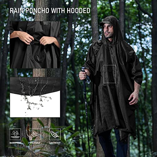 Waterproof Outdoor Men's, Women's - Rain Poncho - (Black) - Waterproof Outdoor Men's, Women's - Rain Poncho - (Black) - Travelking