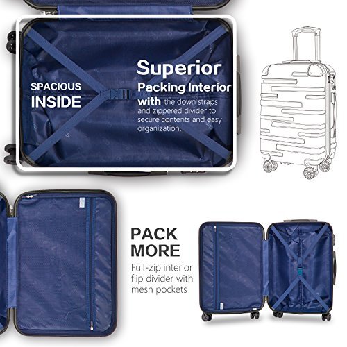 Coolife Luggage Expandable(only 28") Suitcase 3 Piece Set with TSA Lock-Silver