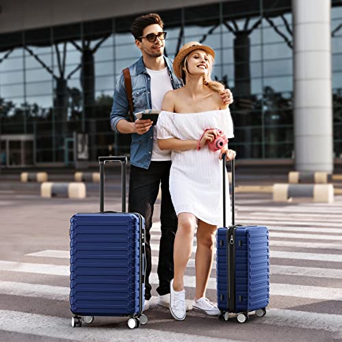 SHOWKOO Luggage Sets Expandable ABS Hardshell 3pcs Clearance, Deep Blue - SHOWKOO Luggage Sets Expandable ABS Hardshell 3pcs Clearance, Deep Blue - Travelking