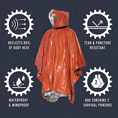 Emergency Survival Life Poncho - 2 Thermal Mylar Space Blanket - Orange - Emergency Survival Life Poncho - 2 Thermal Mylar Space Blanket - Orange - Travelking