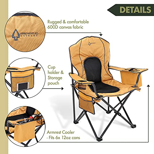 Arrowhead Outdoor Portable Folding Camping Quad Chair w/ 4-Can Cooler - Arrowhead Outdoor Portable Folding Camping Quad Chair w/ 4-Can Cooler - Travelking