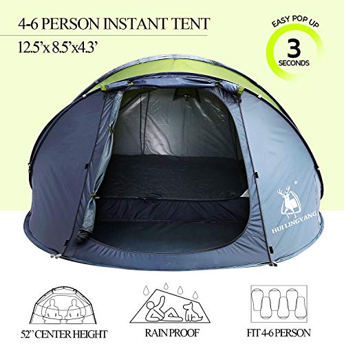 HUI LINGYANG 6 Person Easy Pop Up Tent, Waterproof, Green - HUI LINGYANG 6 Person Easy Pop Up Tent, Waterproof, Green - Travelking