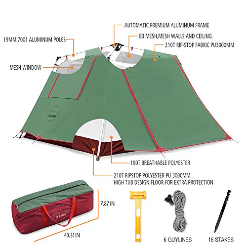 KAZOO Large Camping Easy Set Up Tent 4 Person Waterproof - KAZOO Large Camping Easy Set Up Tent 4 Person Waterproof - Travelking