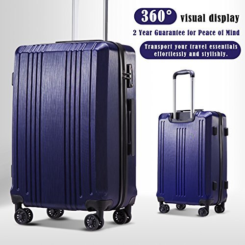 Coolife Luggage Expandable Suitcase PC+ABS 3 Piece - New Navy - Coolife Luggage Expandable Suitcase PC+ABS 3 Piece - New Navy - Travelking