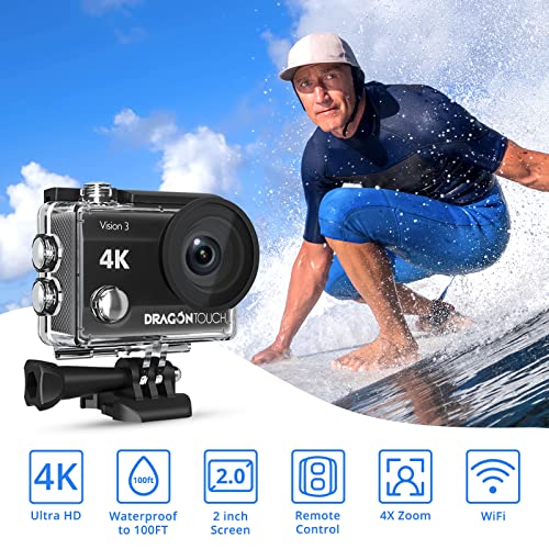 Dragon Touch 4K Action Camera 20MP Vision 3 Underwater Waterproof Camera - Dragon Touch 4K Action Camera 20MP Vision 3 Underwater Waterproof Camera - Travelking