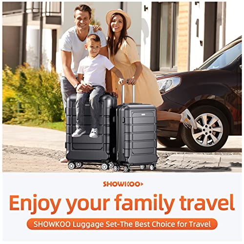 SHOWKOO Luggage Sets Expandable Suitcase Double Wheels TSA Lock (Gray) - SHOWKOO Luggage Sets Expandable Suitcase Double Wheels TSA Lock (Gray) - Travelking