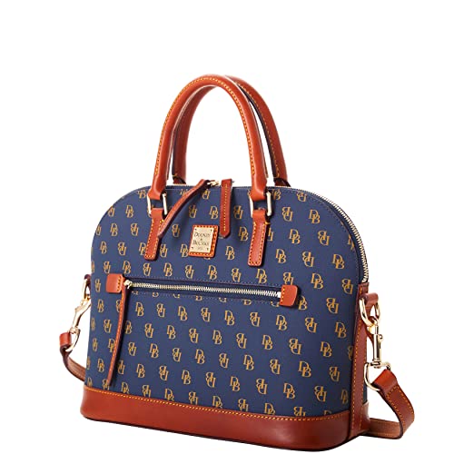 Dooney & Bourke Gretta Domed Zip Satchel - Navy, Coated Cotton, Elegant Design - Dooney & Bourke Gretta Domed Zip Satchel - Navy, Coated Cotton, Elegant Design - Travelking