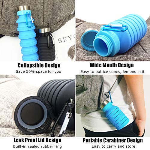 Nefeeko Collapsible Water Bottle, Reuseable BPA Free Silicone - Nefeeko Collapsible Water Bottle, Reuseable BPA Free Silicone - Travelking