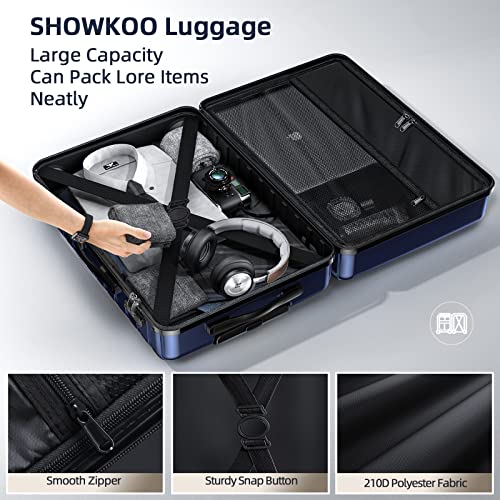 SHOWKOO Luggage Sets Expandable ABS Hardshell 3pcs Clearance, Deep Blue - SHOWKOO Luggage Sets Expandable ABS Hardshell 3pcs Clearance, Deep Blue - Travelking