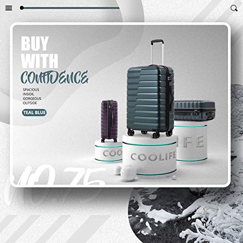 COOLIFE 3 Piece Luggage Set - PC ABS - TSA Lock- Teal Blue - COOLIFE 3 Piece Luggage Set - PC ABS - TSA Lock- Teal Blue - Travelking