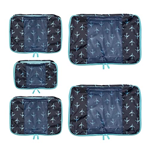 TravelWise Packing Cubes, Navy Airplanes Set - TravelWise Packing Cubes, Navy Airplanes Set - Travelking