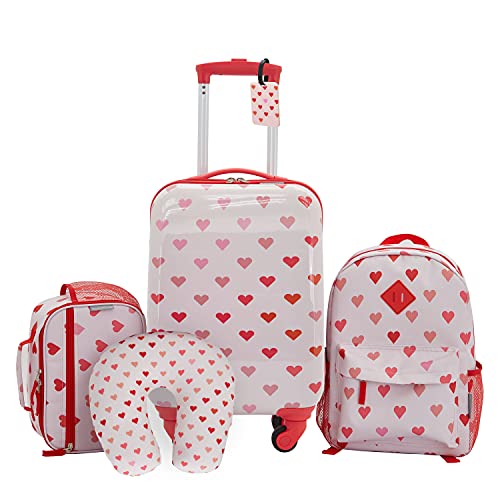 Travelers Club Kids' 5 Piece Luggage Travel Set, Hearts - Travelers Club Kids' 5 Piece Luggage Travel Set, Hearts - Travelking