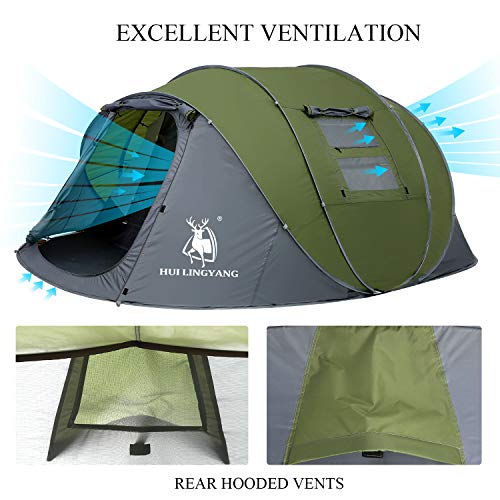 HUI LINGYANG 6 Person Easy Pop Up Tent, Waterproof, Green - HUI LINGYANG 6 Person Easy Pop Up Tent, Waterproof, Green - Travelking