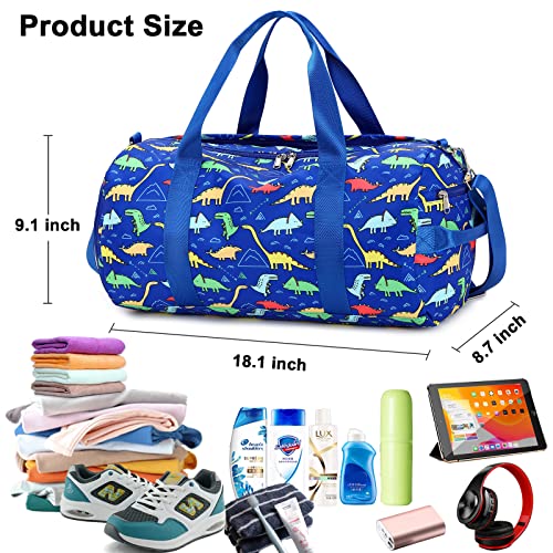 Kids Duffel Overnight Bag For Boys - Girls - Dinosaur - Dark Blue - Kids Duffel Overnight Bag For Boys - Girls - Dinosaur - Dark Blue - Travelking