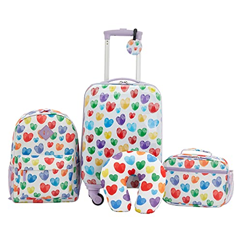 Travelers Club Kids' 5 Piece Luggage Travel Set, Thumbprint Heart - Travelers Club Kids' 5 Piece Luggage Travel Set, Thumbprint Heart - Travelking