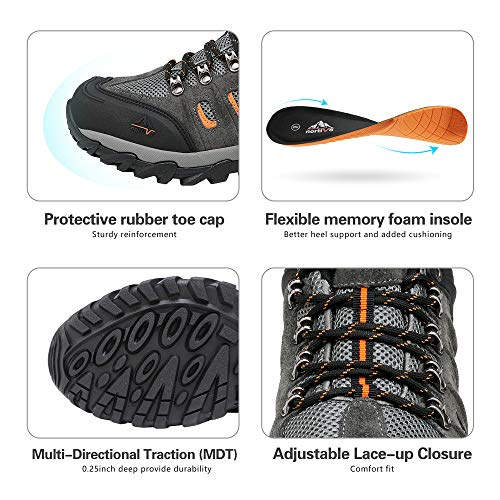 NORTIV 8 Men's Waterproof Hiking Shoes Leather Low-Top - NORTIV 8 Men's Waterproof Hiking Shoes Leather Low-Top - Travelking