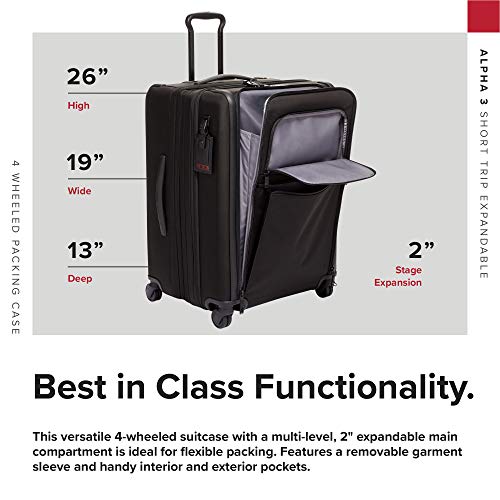 TUMI Alpha 3 Short Trip Expandable 4 Wheeled Packing Case Black - TUMI Alpha 3 Short Trip Expandable 4 Wheeled Packing Case Black - Travelking