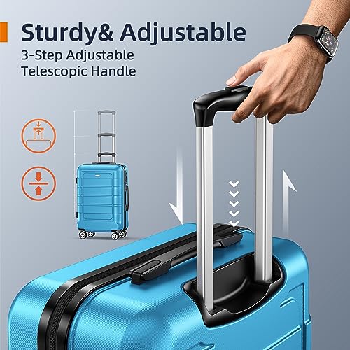 SHOWKOO Luggage Family Set - Sky Blue, Durable PC+ABS Material, Multi-Size Set - SHOWKOO Luggage Family Set - Sky Blue, Durable PC+ABS Material, Multi-Size Set - Travelking