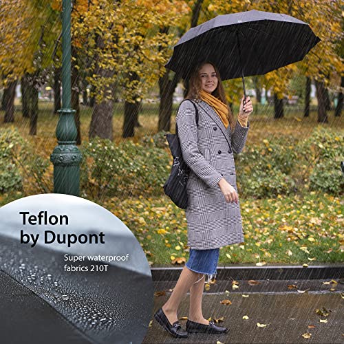 Large Windproof Double Canopy Umbrella for Rain - Travel Umbrella - Black - Large Windproof Double Canopy Umbrella for Rain - Travel Umbrella - Black - Travelking