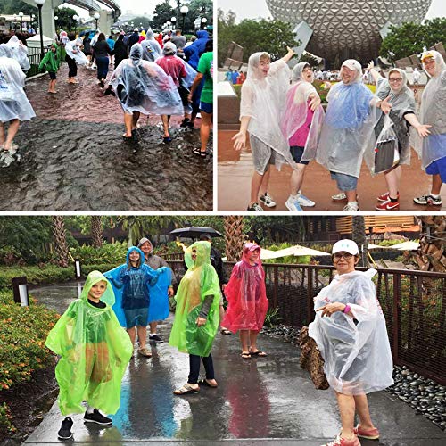 Disposable Rain Ponchos with Hood - 10Pk - Clear - Disposable Rain Ponchos with Hood - 10Pk - Clear - Travelking