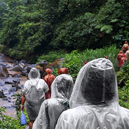 Disposable Rain Ponchos with Hood - 10Pk - Clear - Disposable Rain Ponchos with Hood - 10Pk - Clear - Travelking