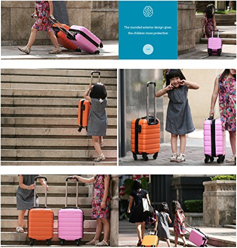 COOLIFE Luggage 4 Piece Set Suitcase Spinner Hardshell - TSA Lock - Orange - COOLIFE Luggage 4 Piece Set Suitcase Spinner Hardshell - TSA Lock - Orange - Travelking